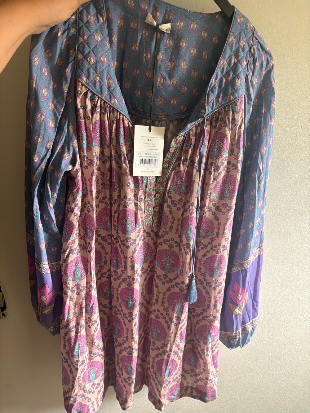 Spell Boho Tunic in Purple and Blue Floral Print
